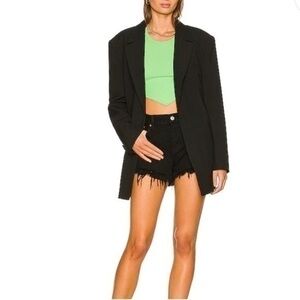 Black Jean Shorts With Raw Hem & Light Distressing